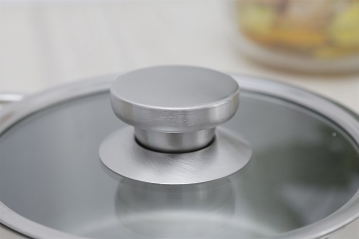 Nồi inox 3 đáy nắp kính 16 cm Delites 002NCH Màu Inox