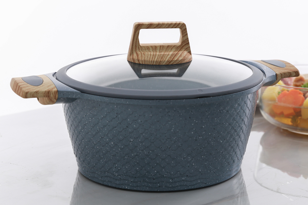 Nồi nhôm chống dính nắp kính 24 cm Delites 002NWS Màu Xám
