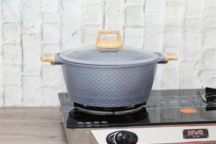 Nồi nhôm chống dính nắp kính 28 cm Delites 002NWS Màu Xám