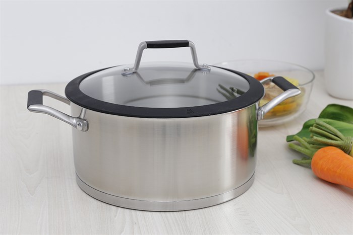 Nồi inox 3 đáy nắp kính 20 cm Delites 002NTA Màu Bạc Inox