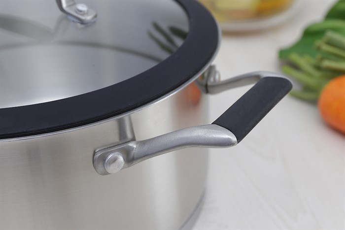 Nồi inox 3 đáy nắp kính 20 cm Delites 002NTA Màu Bạc Inox