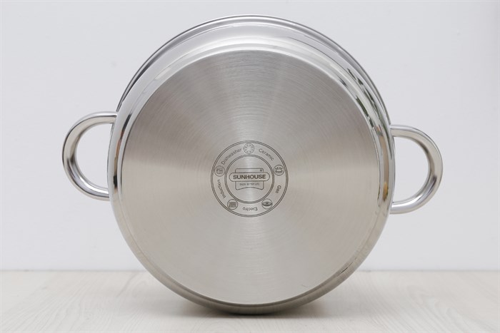 Nồi inox 3 đáy nắp kính 26 cm Sunhouse SH22126 Màu Inox