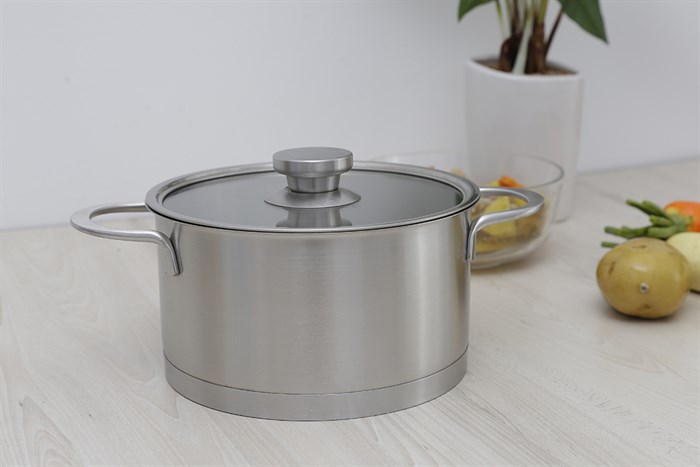 Nồi inox 3 đáy nắp kính 20 cm Delites 002NCH Màu Bạc Inox