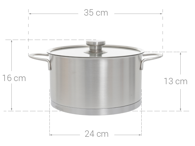 Nồi inox 3 đáy nắp kính 24 cm Delites 002NCH