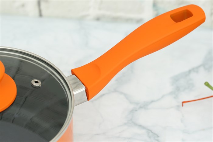 Quánh nhôm chống dính nắp kính 16 cm Sunhouse SMP15116 Màu Cam