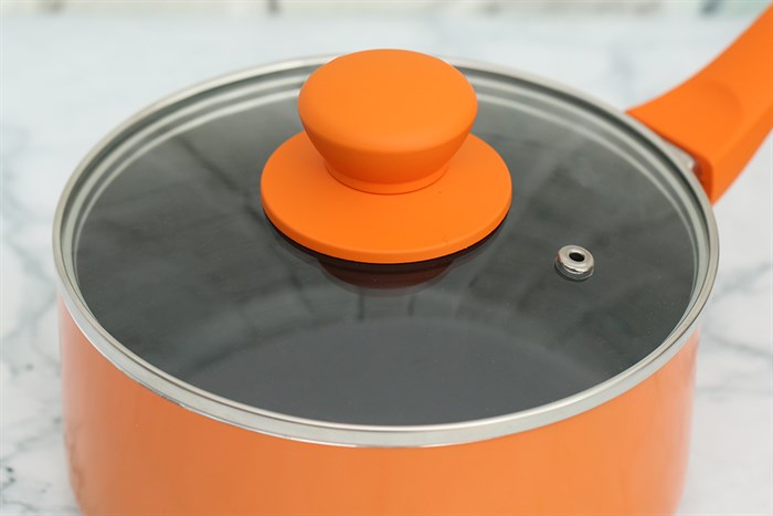 Quánh nhôm chống dính nắp kính 16 cm Sunhouse SMP15116 Màu Cam