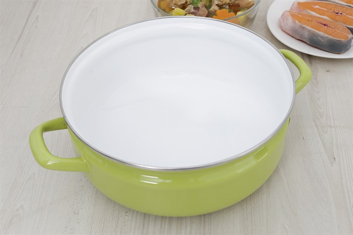 Nồi lẩu thép Nippon tráng men nắp kính 27 cm Fujihoro YAV-27HD.LG Màu Xanh lá