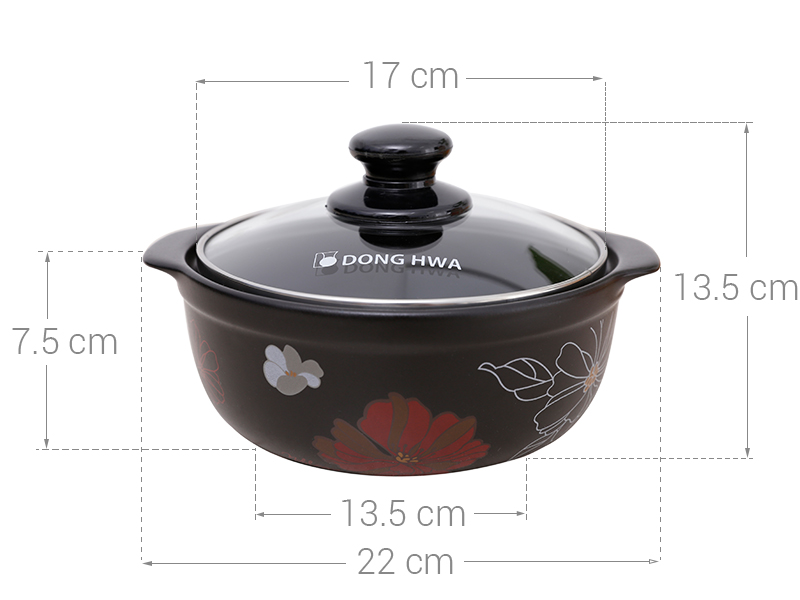Nồi đất nắp kính 17 cm Dong Hwa Tucbeghi GF-703