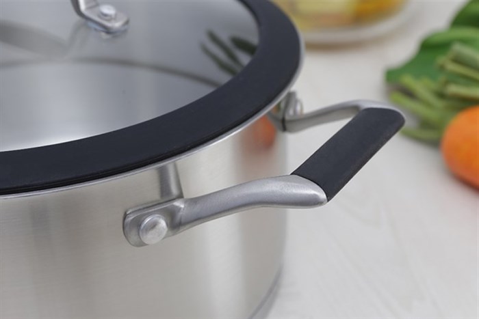 Nồi inox 3 đáy nắp kính 16 cm DMX NI005 Màu Inox