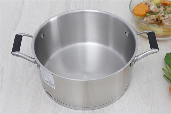 Nồi inox 3 đáy nắp kính 16 cm DMX NI005 Màu Inox