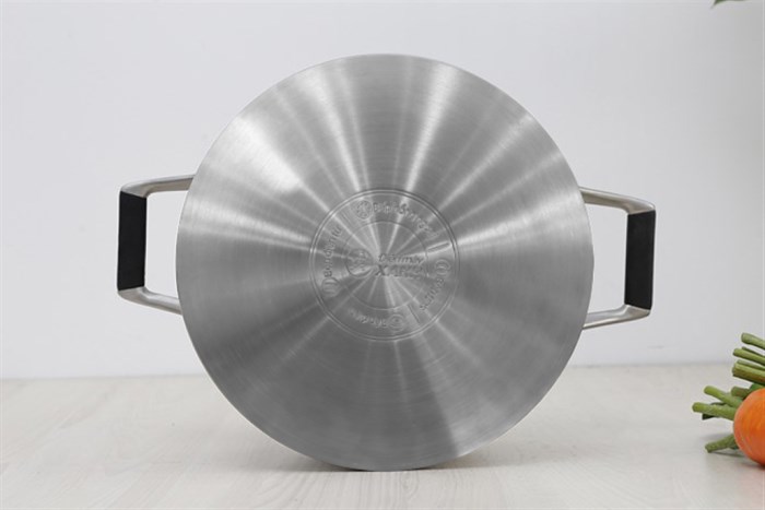 Nồi inox 3 đáy nắp kính 16 cm DMX NI005 Màu Inox