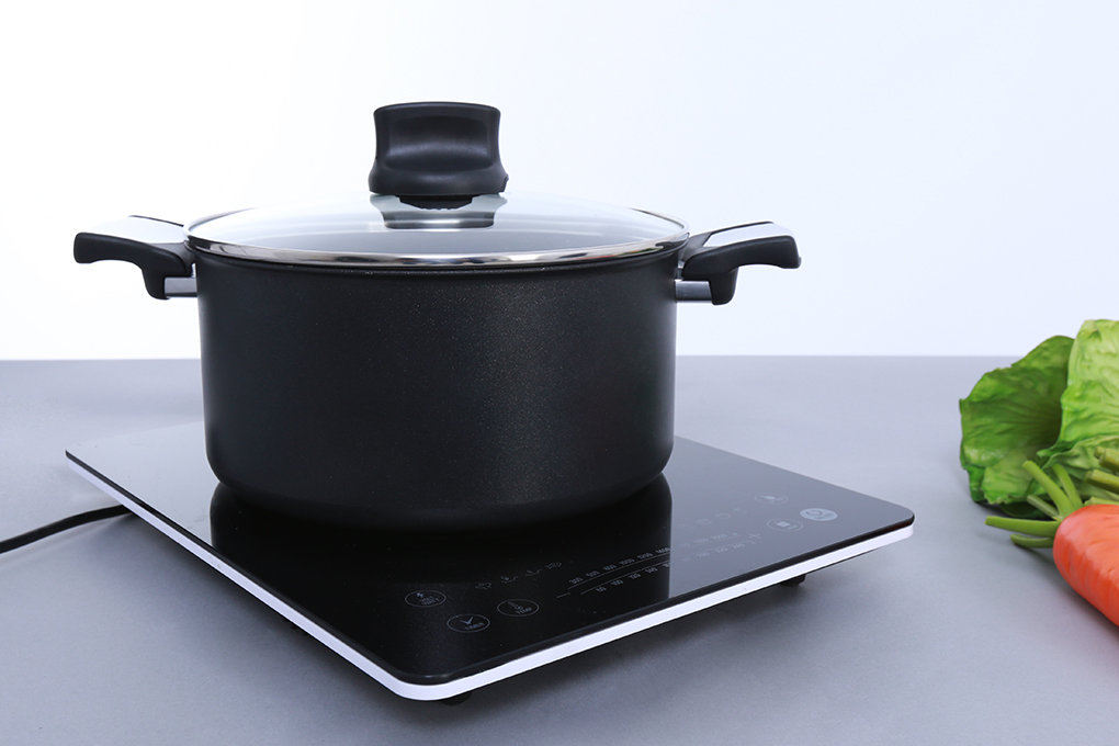 Nồi nhôm chống dính nắp kính 24 cm Tefal C6204672 Màu Đen