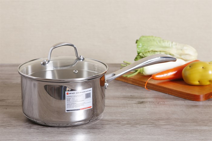 Bộ nồi chảo quánh inox nắp kính Elmich Premium EL3134 Màu Inox