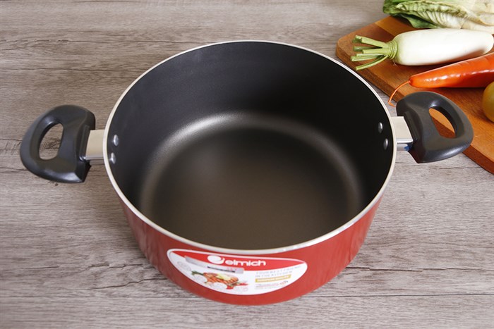 Bộ nồi chảo nhôm chống dính nắp kính Elmich EL1162 Màu Đỏ