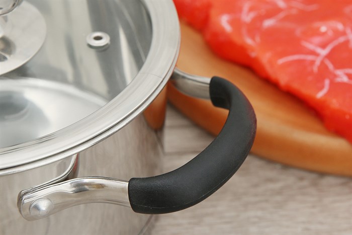 Nồi inox 5 đáy nắp kính 16 cm Sunhouse SHG24316 Màu Inox