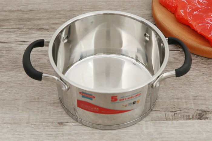 Nồi inox 5 đáy nắp kính 16 cm Sunhouse SHG24316 Màu Inox