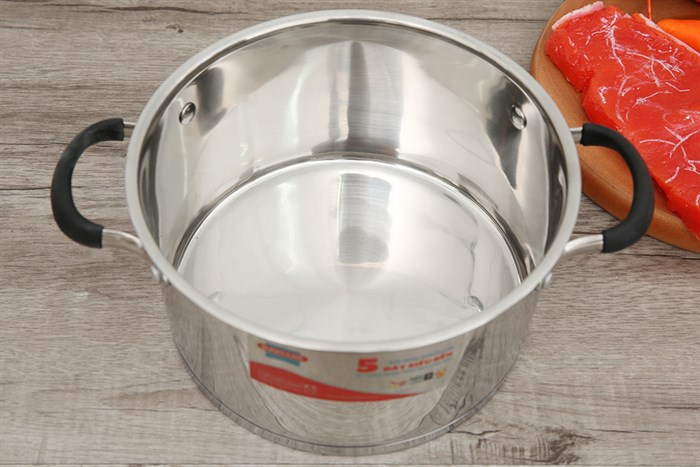 Nồi inox 5 đáy nắp kính 20 cm Sunhouse SHG24320 Màu Bạc Inox