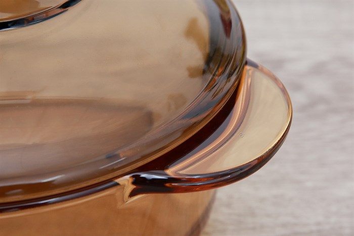 Nồi thủy tinh nắp thủy tinh 16cm Luminarc Amberline Granite 1 lít Màu Nâu