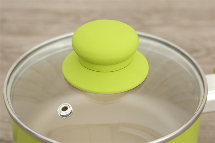 Quánh nhôm chống dính nắp kính 14 cm Sunhouse SMP151 Xanh lá Màu Xanh lá