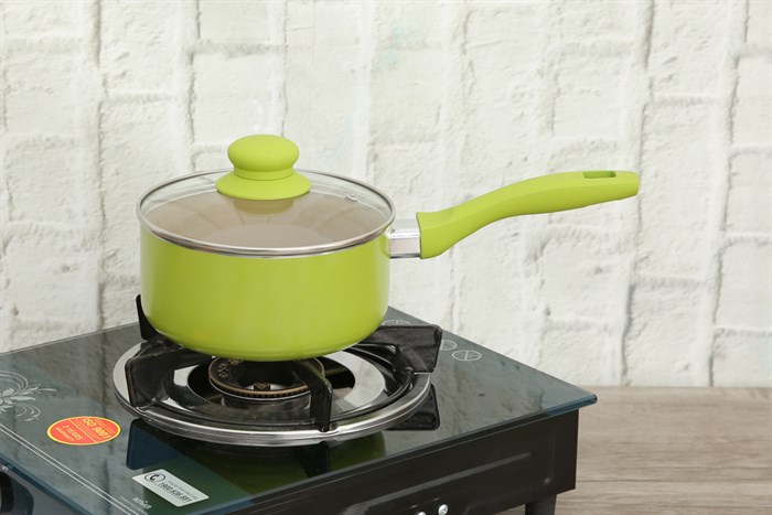 Quánh nhôm chống dính nắp kính 16 cm Sunhouse SMP151 Xanh lá Màu Xanh lá