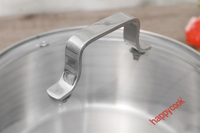 Nồi inox 3 đáy nắp kính 20 cm Happycook N20 MLGP Màu Bạc