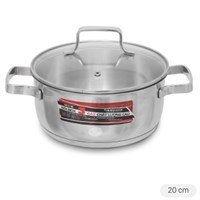 Nồi inox 3 đáy nắp kính 20 cm Happycook N20 MLGP