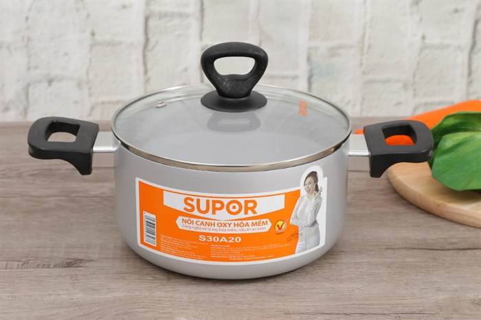Nồi oxy hóa mềm nhôm nắp kính 20 cm Supor S30A20