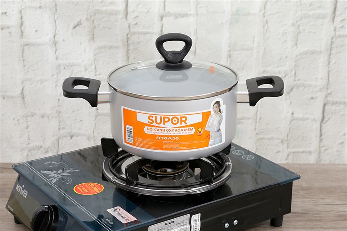 Nồi oxy hóa mềm nhôm nắp kính 20 cm Supor S30A20 Màu Bạc