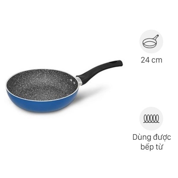 Chảo nhôm chống dính vân đá đáy từ 24 cm Elmich Y1 EL-3719 bền bỉ, dễ chùi rửa, ưu đãi hấp dẫn - AVAKids.com