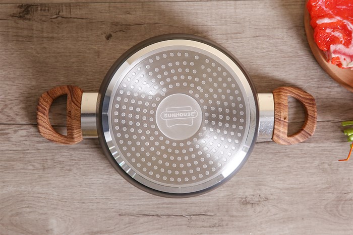 Nồi nhôm chống dính nắp kính 20 cm Sunhouse SHG2020MCA Màu Đen