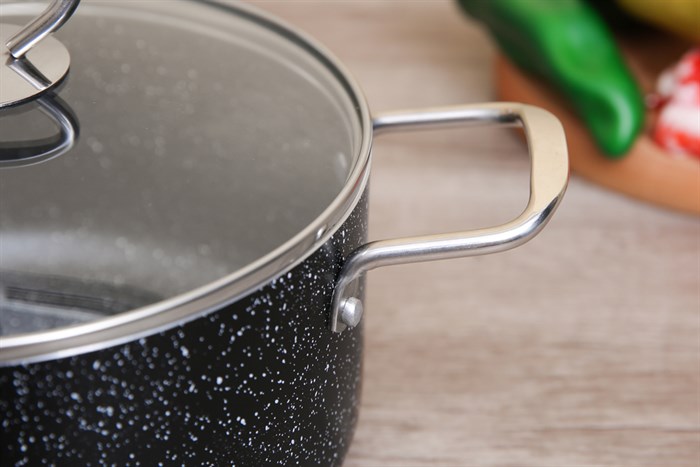 Nồi nhôm chống dính nắp kính 20 cm DMX NDE Màu Đen