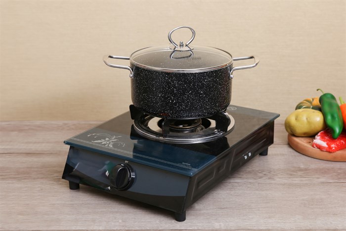 Nồi nhôm chống dính nắp kính 20 cm DMX NDE Màu Đen