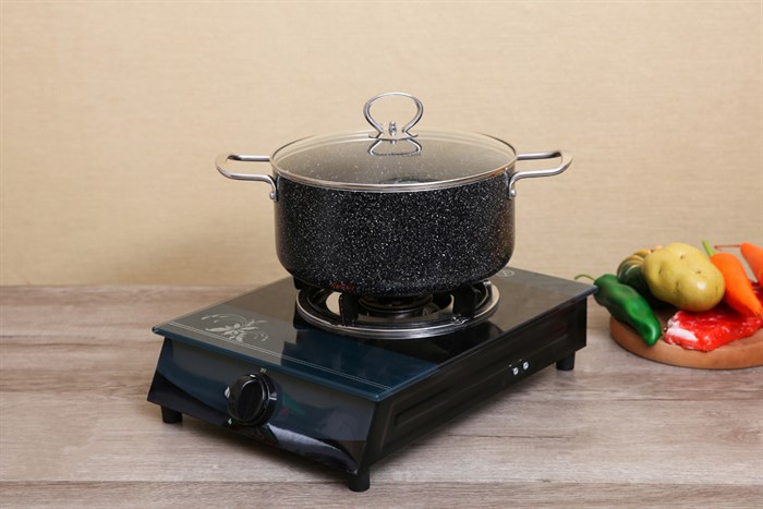 Nồi nhôm chống dính nắp kính 24 cm DMX NDE Màu Đen