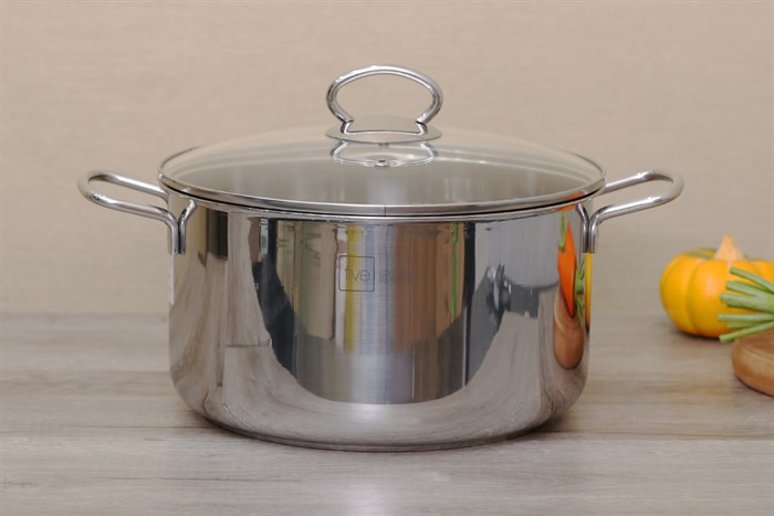 Nồi inox 3 đáy nắp kính 26 cm Fivestar FSN 26IN1 Màu Inox