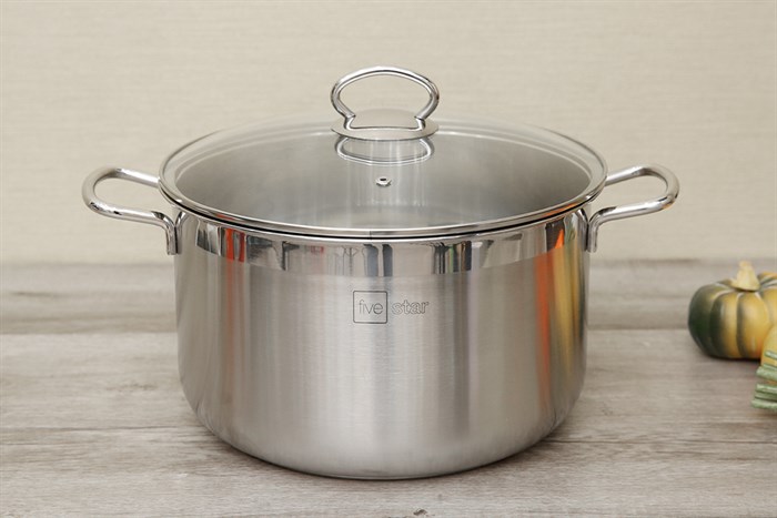 Nồi inox 3 đáy nắp kính 28 cm Fivestar FSN 28IN1