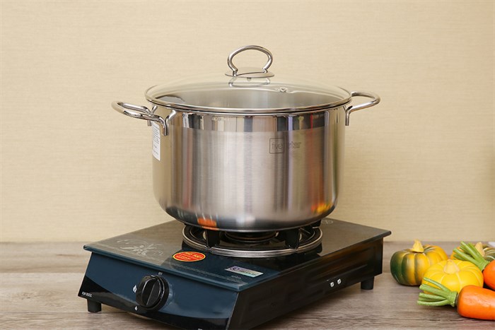 Nồi inox 3 đáy nắp kính 28 cm Fivestar FSN 28IN1 Màu Inox