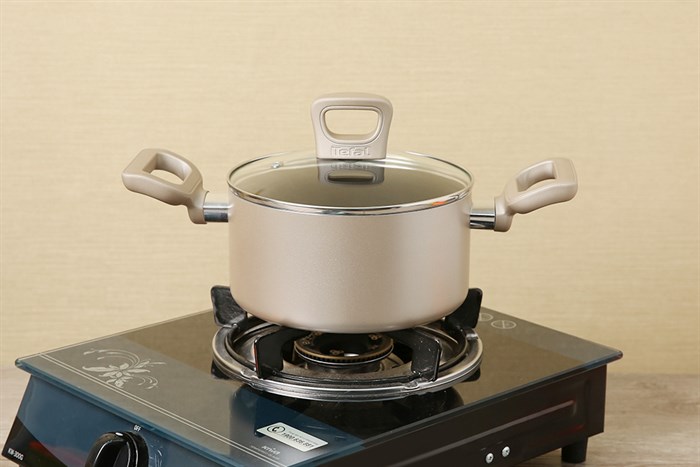 Nồi nhôm chống dính nắp kính 18 cm Tefal H9104314 Màu Vàng Hồng