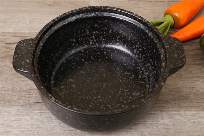 Nồi đất vân đá hoa cương nắp kính 19 cm Mommy Cook MMVSG Màu Đen