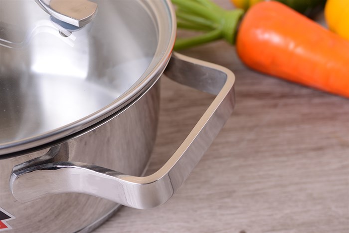 Nồi inox 3 đáy nắp kính 16 cm Happycook N16 MLGP Màu Inox