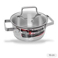 Nồi inox 3 đáy nắp kính 16 cm Happycook N16 MLGP