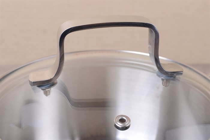 Quánh inox 3 đáy nắp kính 16 cm Happycook Q16 MLGP Màu Inox