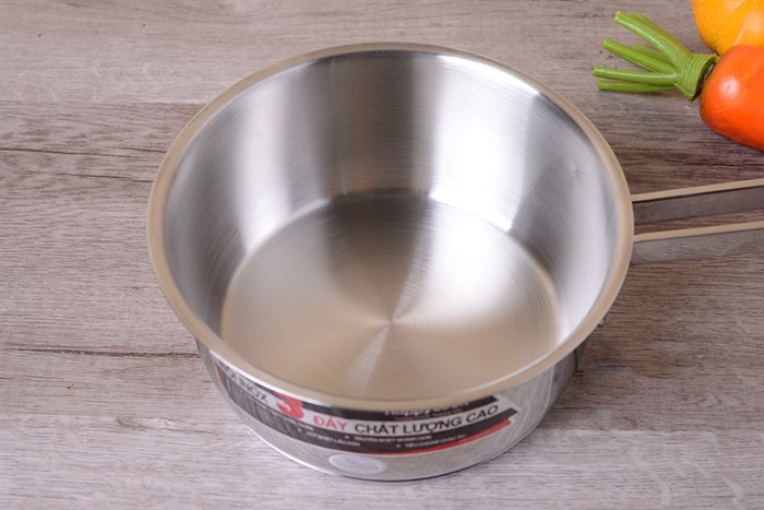 Quánh inox 3 đáy nắp kính 16 cm Happycook Q16 MLGP Màu Inox