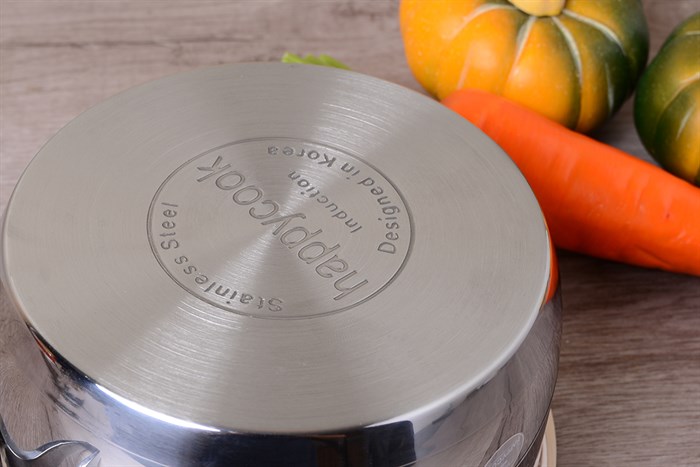 Quánh inox 3 đáy nắp kính 16 cm Happycook Q16 MLGP Màu Inox