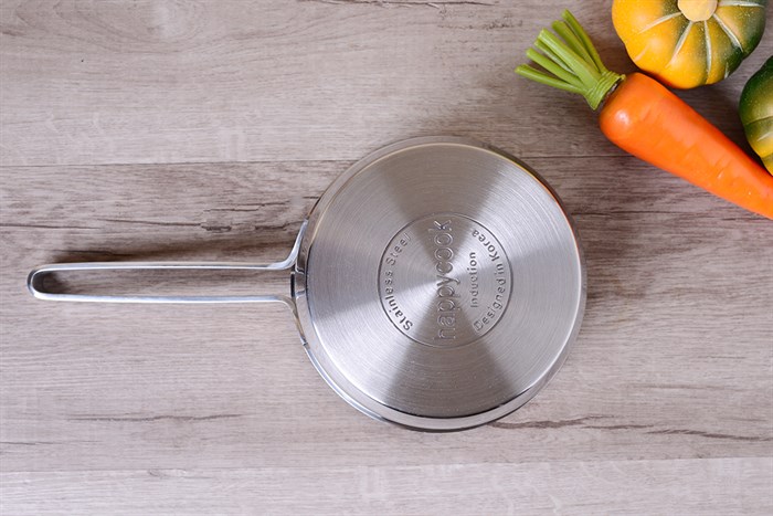 Quánh inox 3 đáy nắp kính 16 cm Happycook Q16 MLGP Màu Inox