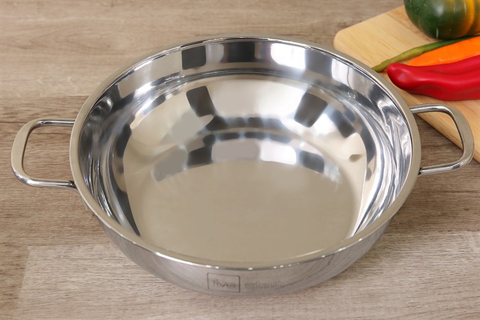 Nồi lẩu inox 3 đáy nắp kính 24 cm Fivestar NL24-3DG Màu Bạc