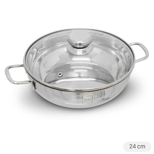 Nồi lẩu inox 3 đáy nắp kính 24 cm Fivestar NL24-3DG