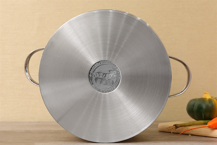 Nồi inox 304 3 đáy nắp inox 24 cm Fivestar N24-304OV Màu Bạc