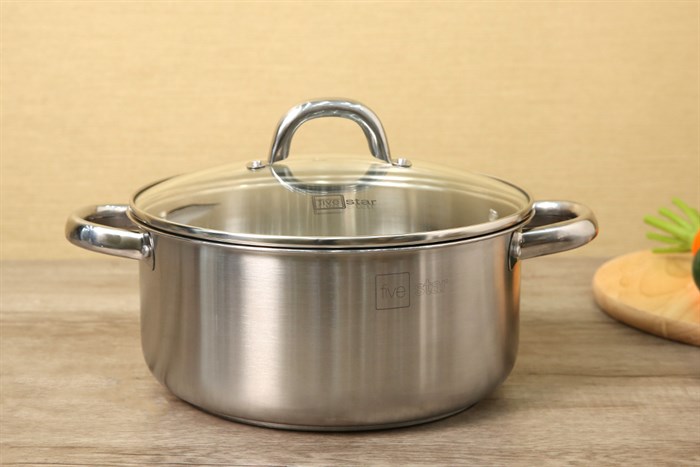 Bộ 3 nồi inox 3 đáy nắp kính Fivestar FSB3IN004 Màu Bạc Inox