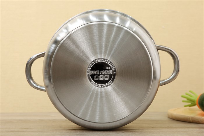 Bộ 3 nồi inox 3 đáy nắp kính Fivestar FSB3IN004 Màu Bạc Inox