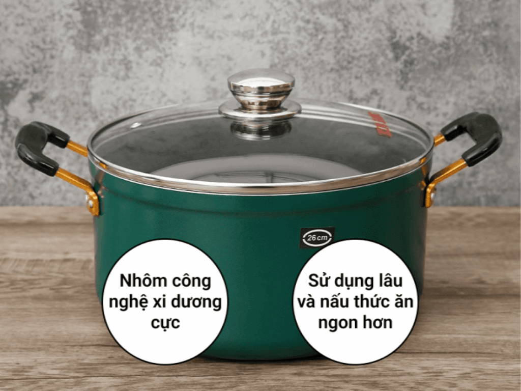 Nồi nhôm Kim Hằng Bạch Đằng KHG9217 26cm 2
